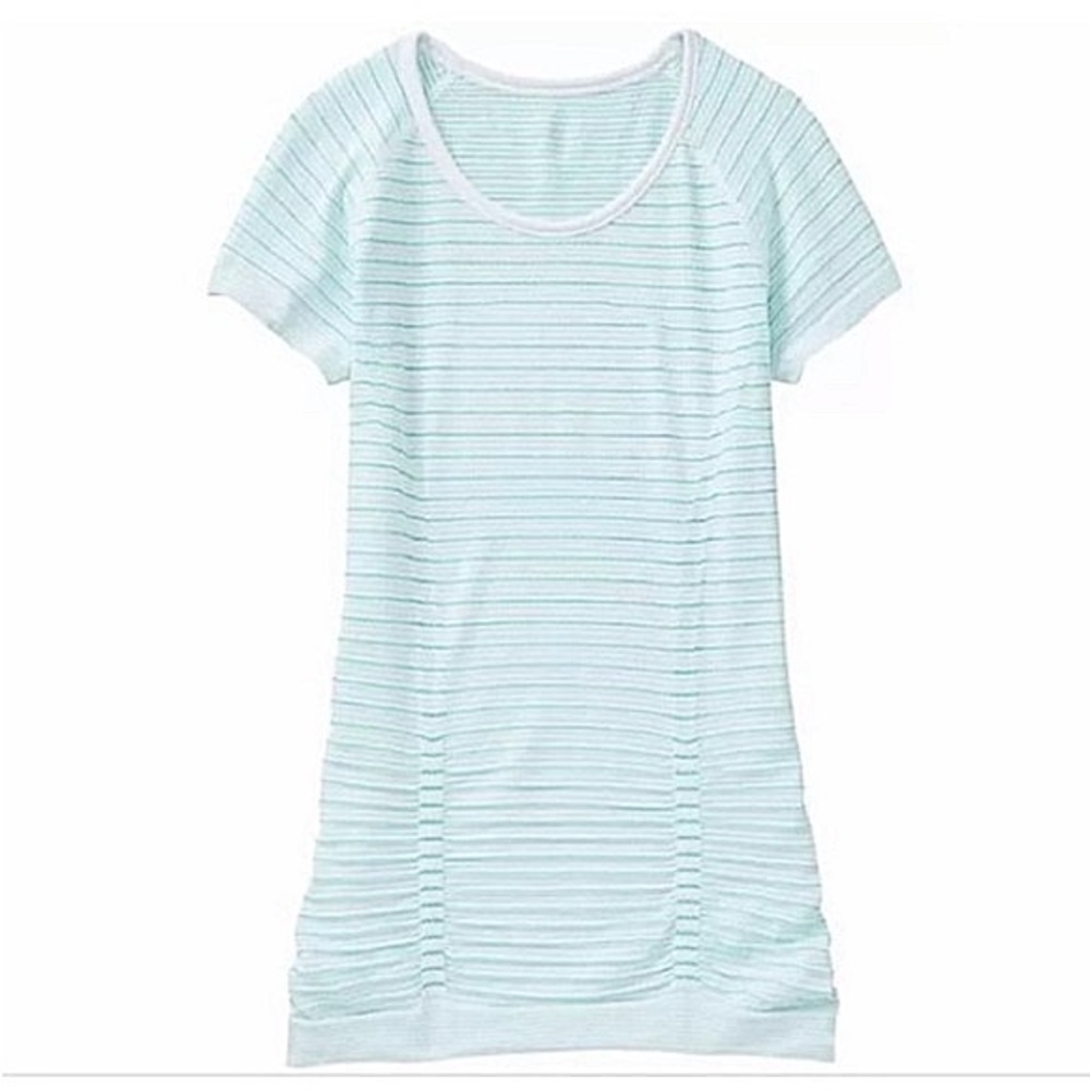 Athleta Fast Track Tee Green Stripe